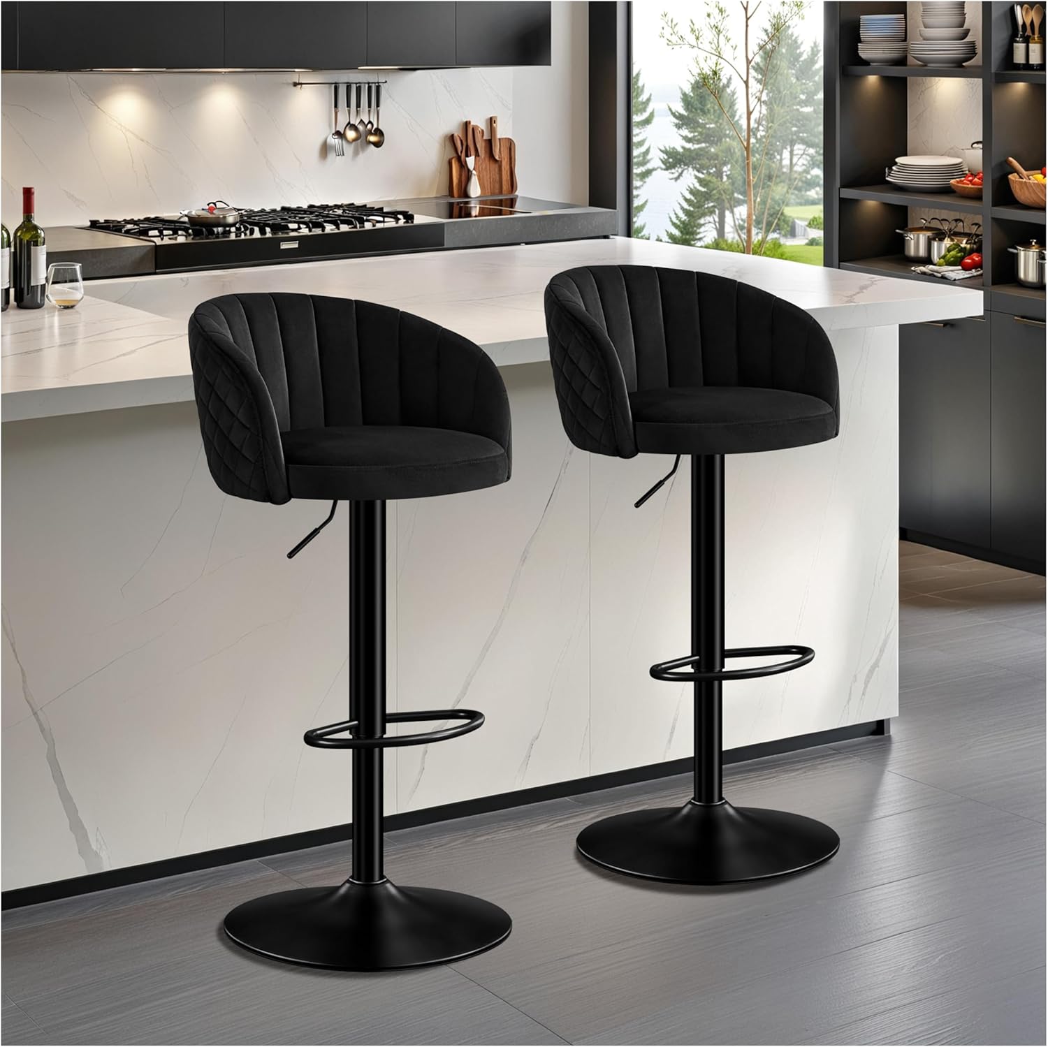 STOOLINK 2er Set Barhocker Höhenverstellbar Barstuhl Milch-samtstoff, 8 cm, 16 cm, 150 kg, 800 kg