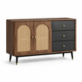 Sideboard aus Holz und Rattan mit Schubladen 120x40x80 cm