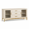 Esszimmerschrank aus Holz mit geriffelter Glasfront und Metallgestell 150 cm