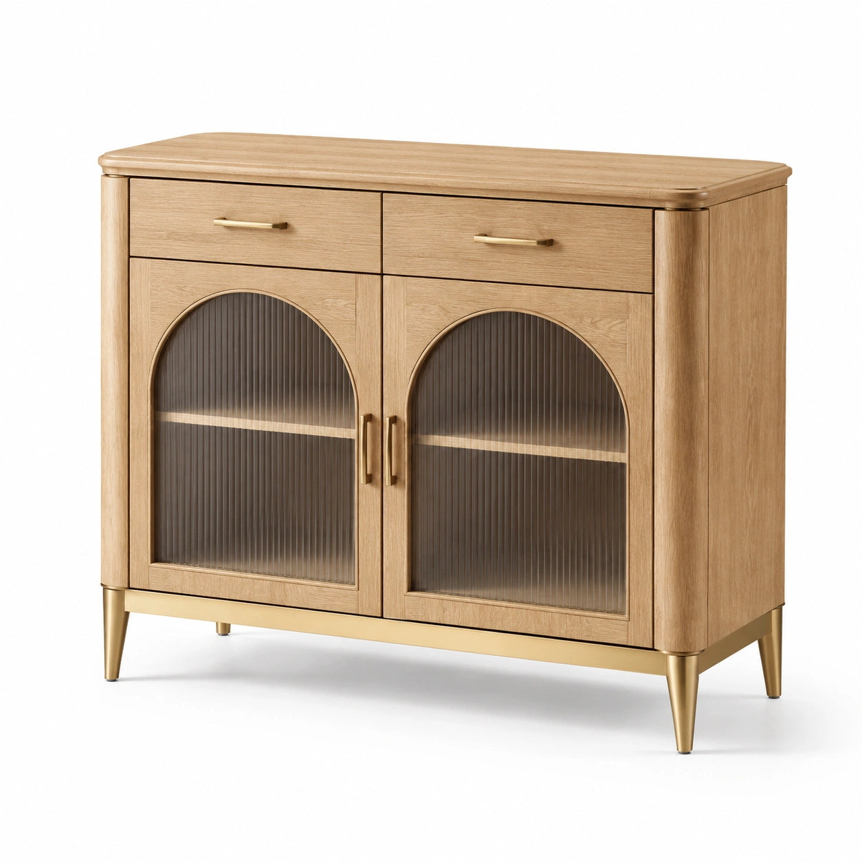 Sideboard aus Eiche mit geriffeltem Glas 120x40x85 cm