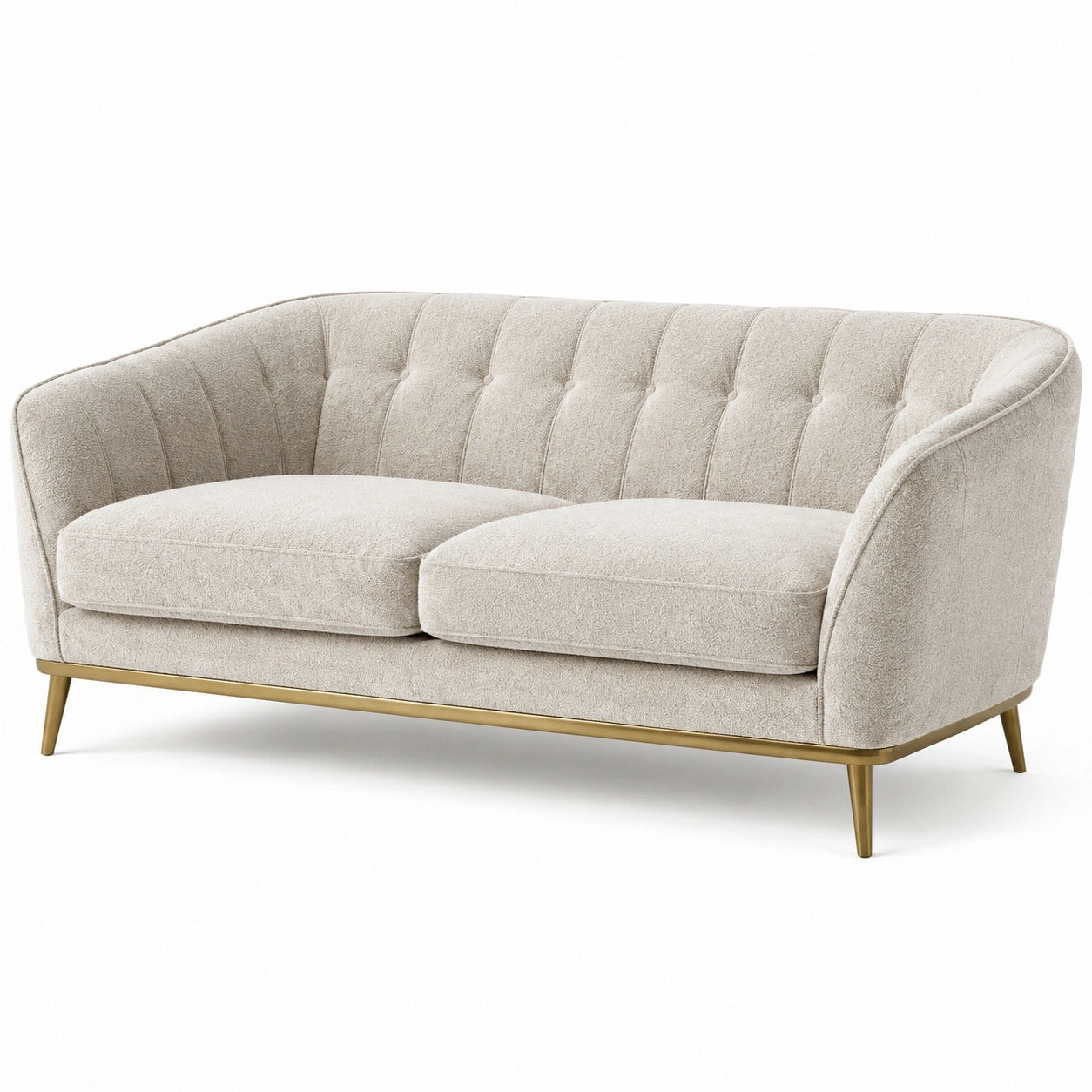 Sofa 2-Sitzer Beige Stoff Metallbeine