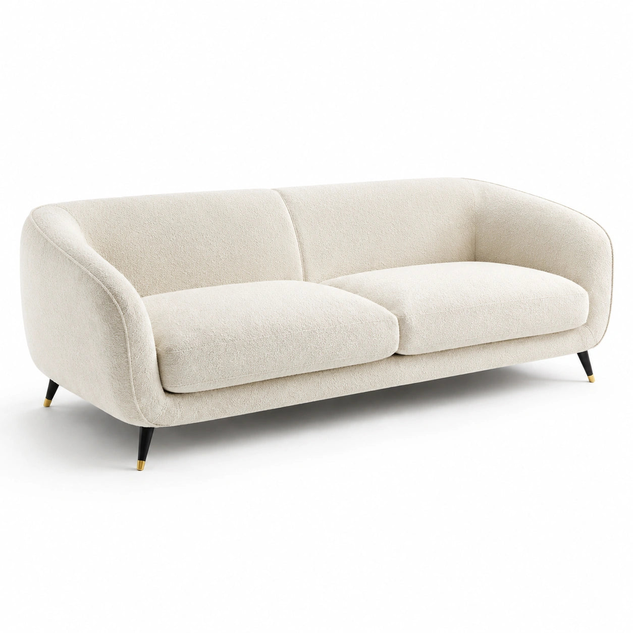 3-Sitzer Sofa Bouclé Stoff Creme Metallfüße 220cm