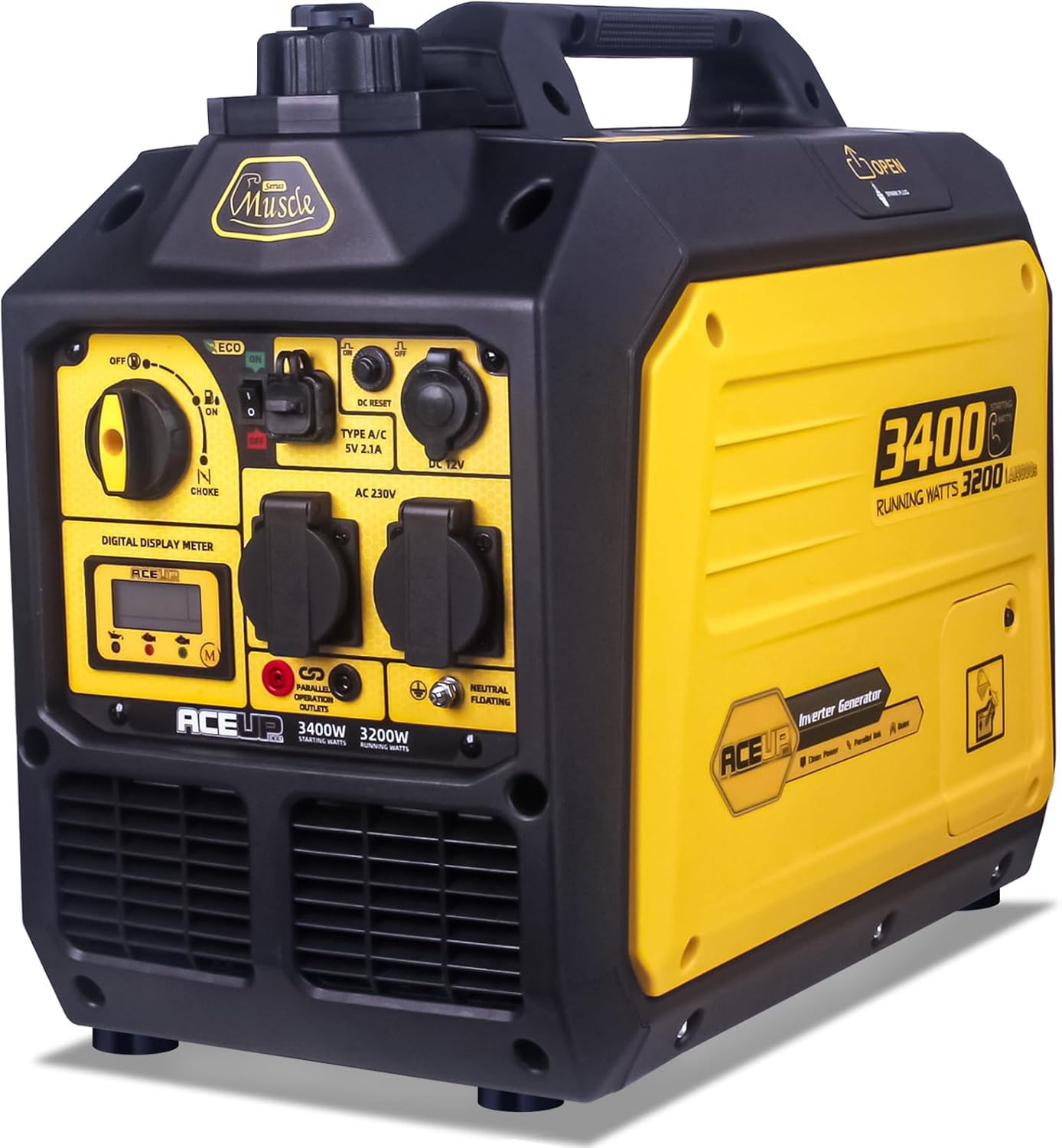 Aceup Energy 3400 W Inverter Stromerzeuger, Camping, 3200 W, 230 V, 12 V, 23 kg, 5 l