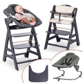 Hauck Beta+ Hochstuhl Newborn Set mit Premium Bouncer - Dark Grey, Treppenhochstuhl, Babyhochstuhl, 90 kg
