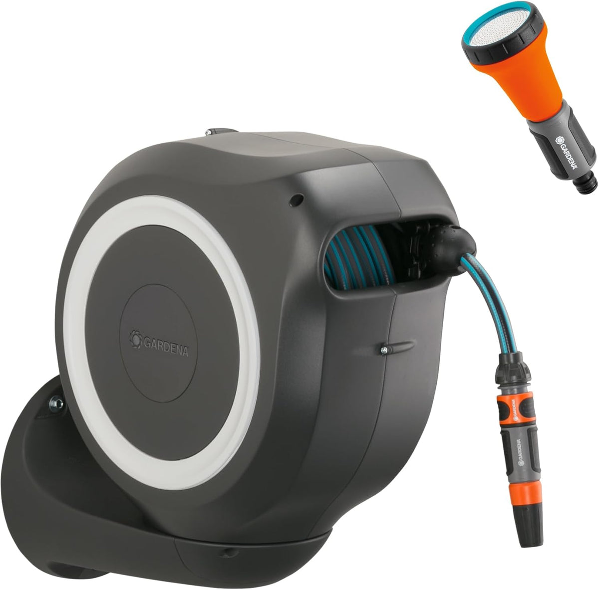 Gardena Wand-Schlauchbox RollUp M 20 m: Flexible Bewässerung für mittelgroße Gärten, Automatisch, 11 mm