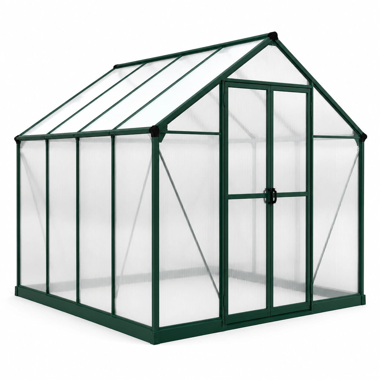Gewächshaus Aluminium Polycarbonat Doppelstegplatte 190x185x195cm Grün