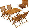 Casaria Gartenmöbel Set Wetterfest Klappbar Akazie 5-TLG. FSC-Zertifiziert Holz Armlehne, Tisch, 80 kg, 160 kg, Massivholz