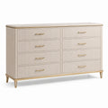 Kommode mit 8 Schubladen aus MDF und Metall in Beige-Gold 150x45x85 cm