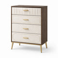 Kommode aus Holz und Metall mit 4 Schubladen, beige