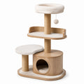 Katzenkratzbaum aus Holz und Sisal Beige 60x40x110 cm
