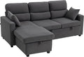 HOMCOM Ecksofa mit Schlaffunktion L-Form Sofa Schlafsofa mit Bettkasten, 400 kg, Montage erforderlich