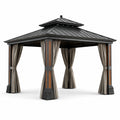 Pavillon aus Stahl mit Polyester Vorhängen, 300x300 cm