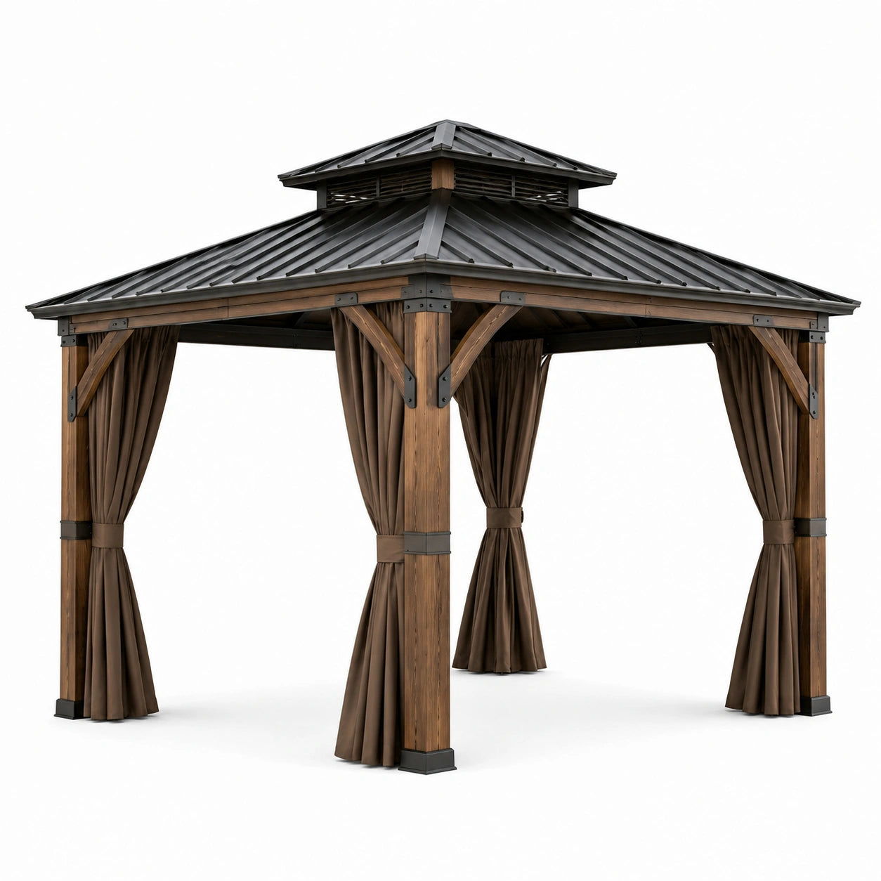 Gartenpavillon aus Lärchenholz und verzinktem Stahl in Braun 300x400 cm