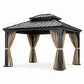Gartenpavillon Aluminium mit Polycarbonat-Dach Schwarz Beige