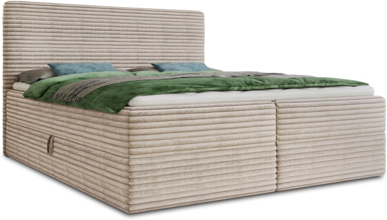 Sofnet Boxspringbett Mollo mit 2 Bettkästen, Bonell-Federkernmatratze, Doppelbett, Schlafzimmer, 3–4 cm, 200 cm, 140 cm