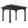 Metall und Holz Pergola rechteckig 300 cm x 300 cm Schwarz/Braun