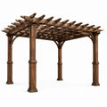 Rechteckige Holzpergola aus Kiefernholz Dunkelbraun 300x400x250 cm