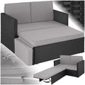 Tectake Sofa Set - 2 Sitzer Sessel mit Hocker und Schlaffunktion, Garten, 71,5 cm, 29 cm