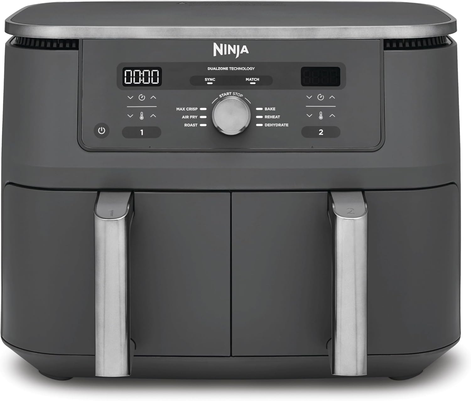 Ninja Dual Zone Digital Air Fryer, Heißluftfritteuse, 68 l, 71 l, 1,4 kg, 2 kg, 32,5 cm, 41,5 cm, Grau
