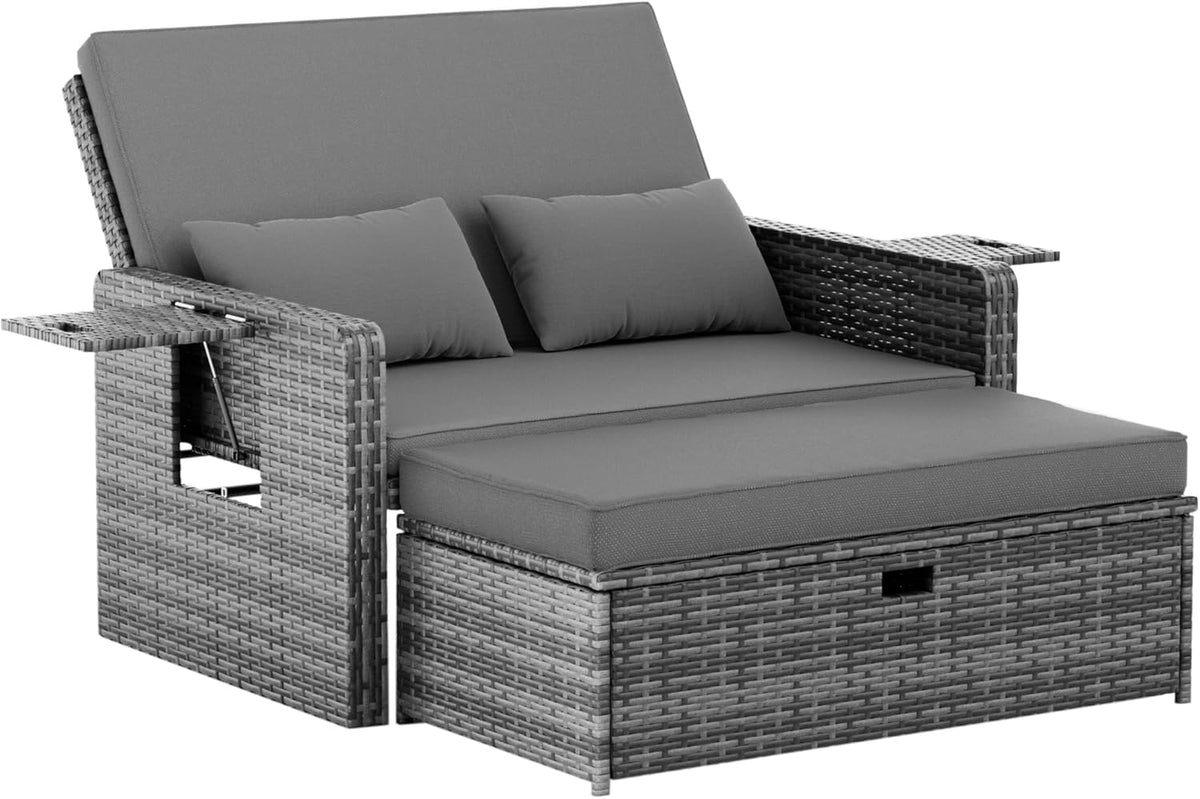 Amopatio Rattan Gartenlounge Outdoor Set, Gartensofa, 200 kg, 150 kg, 7 cm