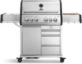 BURNHARD Gasgrill 4-Brenner inkl. Heckbrenner, Seitentisch, Unterschrank, 11 kg, 6 l, Edelstahl