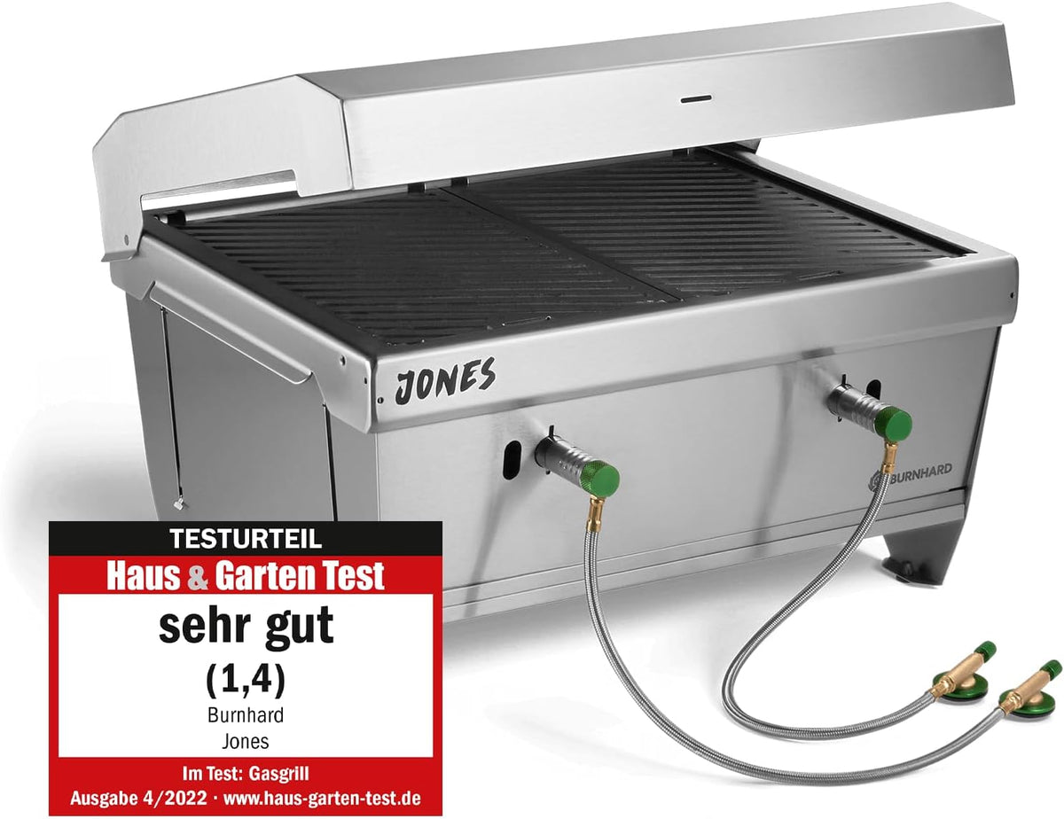 BURNHARD Camping Gasgrill, Campinggrill, Faltgrill, Outdoor, 1 Minute, 3,2 kW, 5 cm, 5,7 kg, Edelstahl