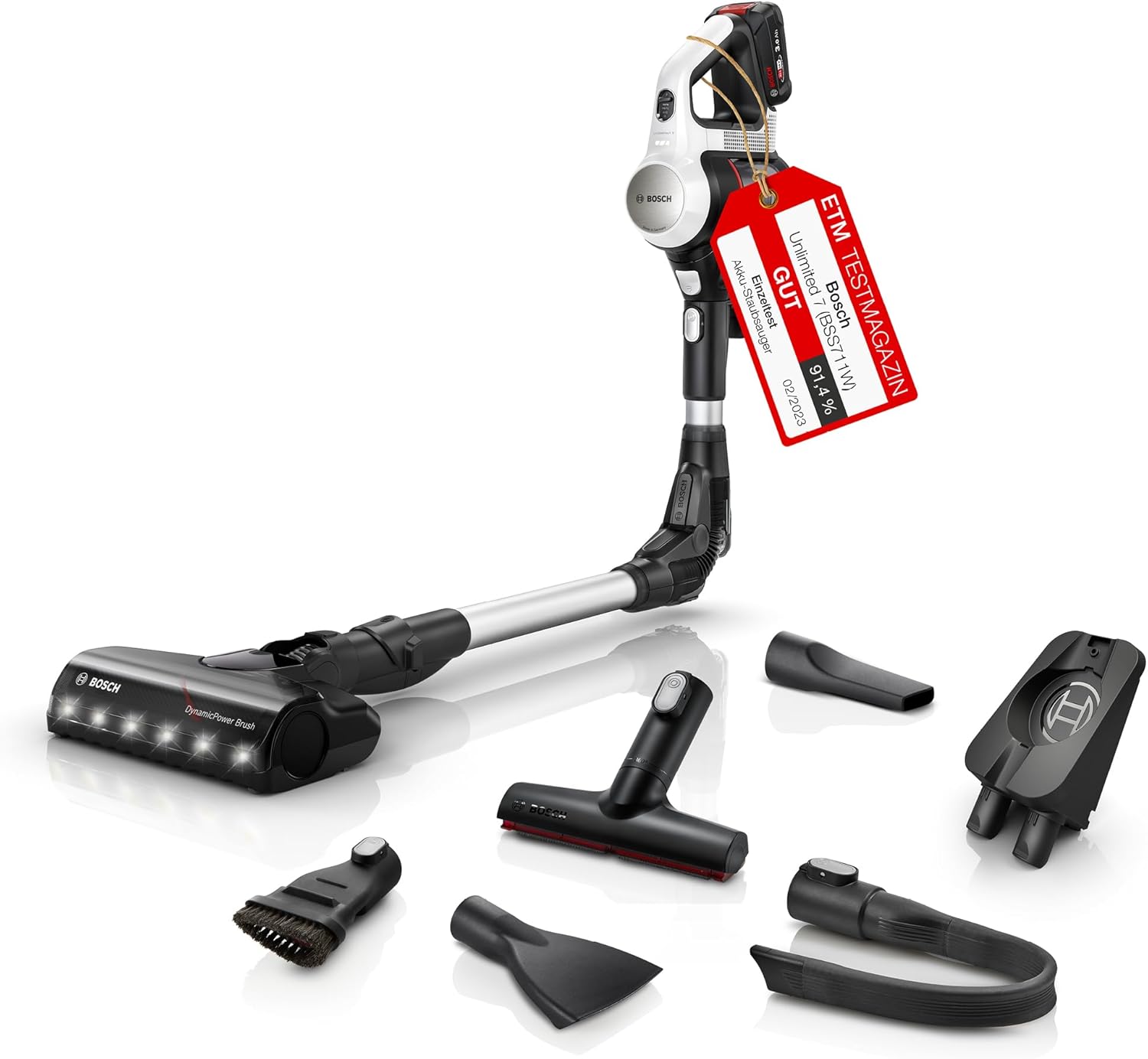 Bosch Akku-Staubsauger Unlimited 7 BSS711 W, Handstaubsauger, 3.0 Ah, LED