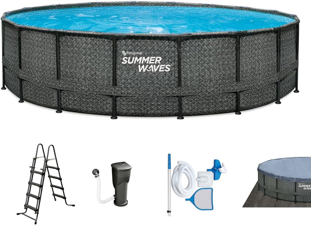 Summer Waves Frame Pool Komplettset, 549 cm, 132 cm, 25 °C, 28 °C