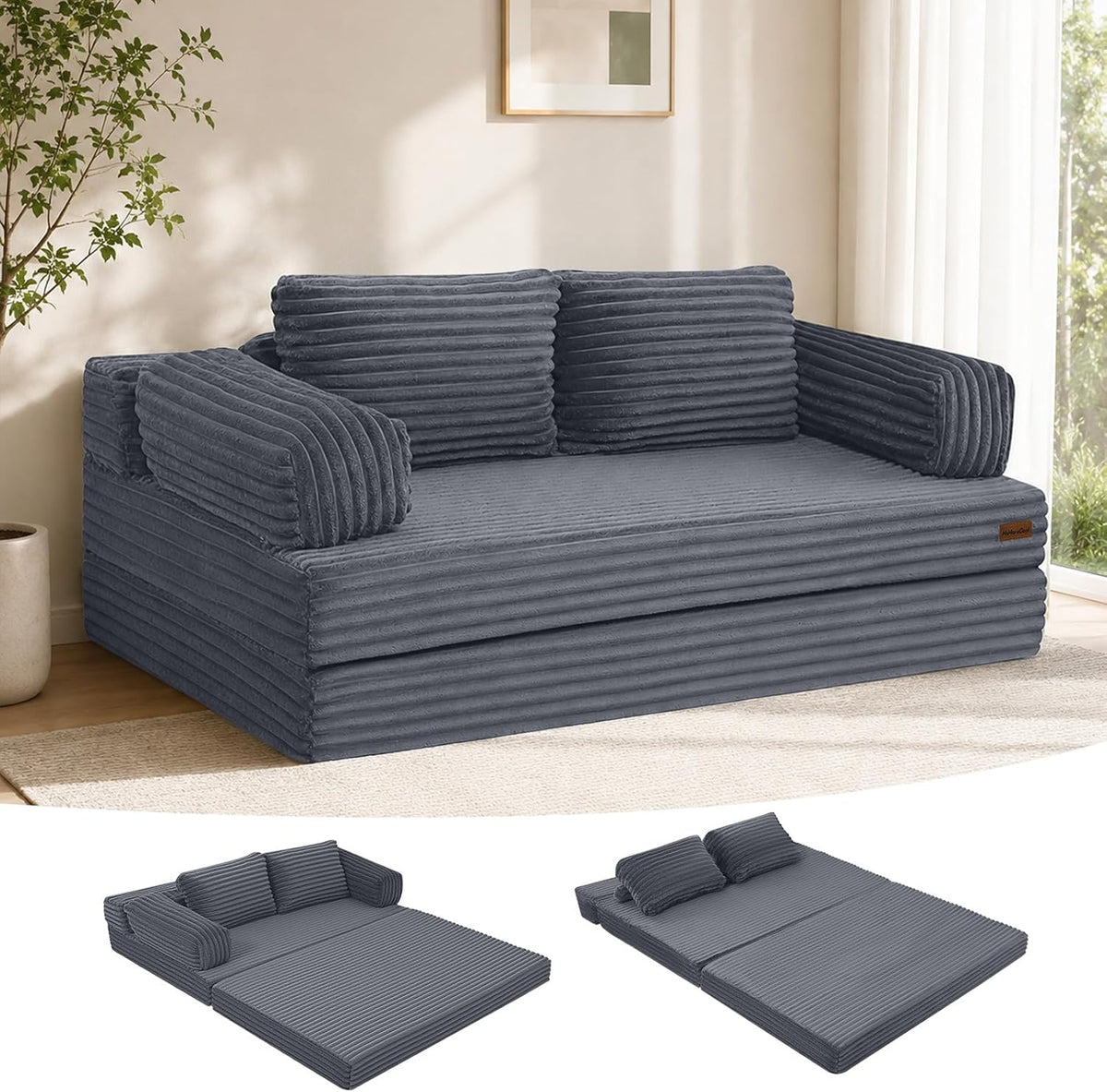 MeMoreCool Schlafsofa Cord, Bett, Klappsofa, Schlafzimmer