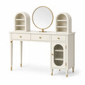Schminktisch mit Spiegel und Stauraum, Beige, Holz, 120x40x140 cm