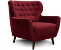 CAVADORE Sessel Abby / Retro-Polstersessel im Samt-Look mit Knopfverzierung / 87 × 89 ×, Dreisitzer-Sofa, 88 cm, 57 cm, 44 cm, Rot
