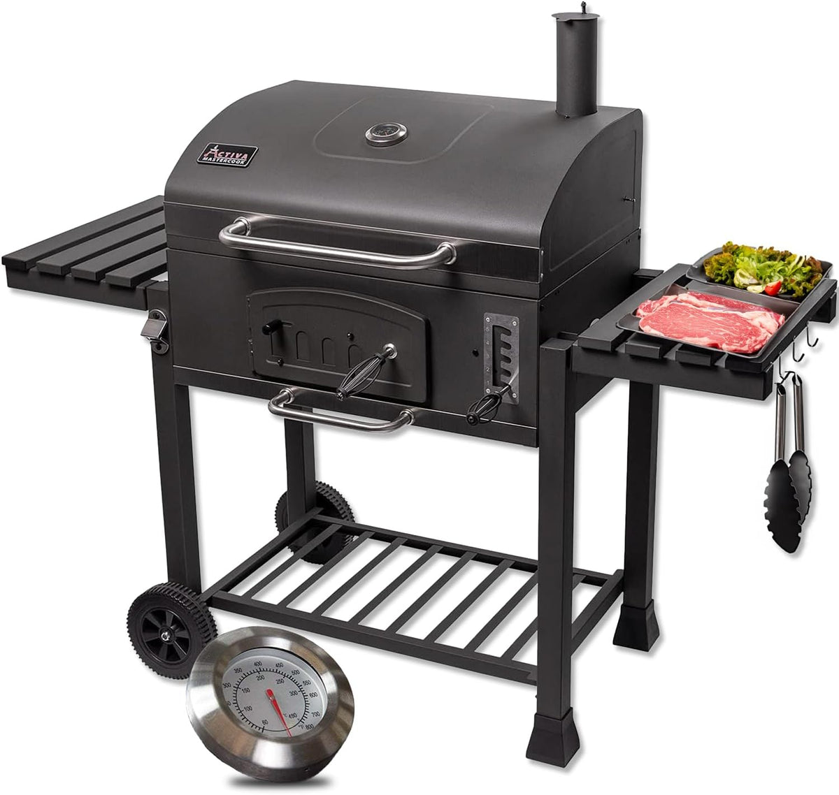ACTIVA Holzkohlegrill Angulatus I Holzkohlegrill mit Deckel
