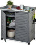 Relaxdays Pflanztisch mit Unterschrank, Gärtnertisch, Umtopftisch, Outdoor, 45 cm
