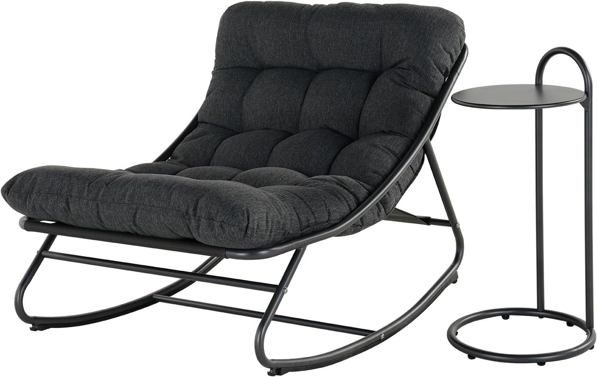 Grand patio schaukelstuhl Outdoor mit Beistelltische und Kissen, Schaukelsessel, Liegestuhl, 30 Minuten