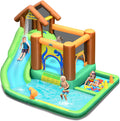 COSTWAY Hüpfburg Wasserrutsche Spielpool Aufblasbare, 2 Minuten, 45 kg, 135 kg, 368 cm, Grün