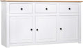 VidaXL Massivholz Panama-Kiefer Sideboard mit 3 Schubladen 3 Türen Kommode Beistellschrank, Mehrzweckschrank, 80 cm