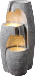 Teamson Home Garten Outdoor Brunnen Moderner 3-stufiger Kaskaden-Urnenbrunnen mit, 71 cm, LED