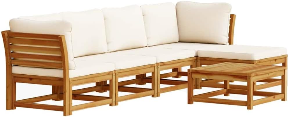 VidaXL Garten Lounge Set 6-TLG., Mittelsofa, 30 cm, 6 cm, Montage erforderlich, Massivholz