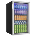 EUHOMY 90 l Getränkekühlschrank, Mini-Kühlschrank, 0,74 kWh, Glastür, Edelstahl