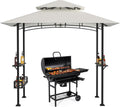 Pavillon Grill 238 × 148 × 242 cm Eikuavons, 2 Seitenablagen, UV30+ Sonnenschutz, 40 × 40 × 0, 8 mm, 238 × 148 × 242 cm, BBQ, 10 Haken, Ablagekorb