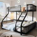 Bett Etagen Kinderbett 90 × 200 & 140 × 200 Httcg, 200 cm, Hochbett Metallbett mit Abgerundete Ecken, Ohne Matratze, Schwarz