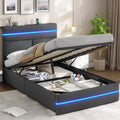 AOGLLATI Bett 90 × 200 mit Hydraulischem Stauraum, Boxspringbett, Matratze, Schlafzimmer, 400 kg, LED