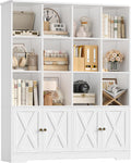 FirFurd Bücherregal mit Türen Bücherschrank, Hochschrank, 121 cm, 29,8 cm, 144,8 cm, 10 kg, 45 kg