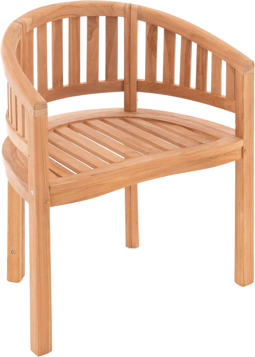 Nexos Trading DIVERO Bananenstuhl Sarasota geschwungen aus Teak Holz, Gartenstuhl, Holzstuhl