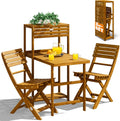 Casaria Balkon Set 2 Personen Wetterfest Klappbar Holz FSC-Zertifiziert 160 kg, Regal-Schrank, Tisch, Garten, 61 cm, 80 cm, 80 kg