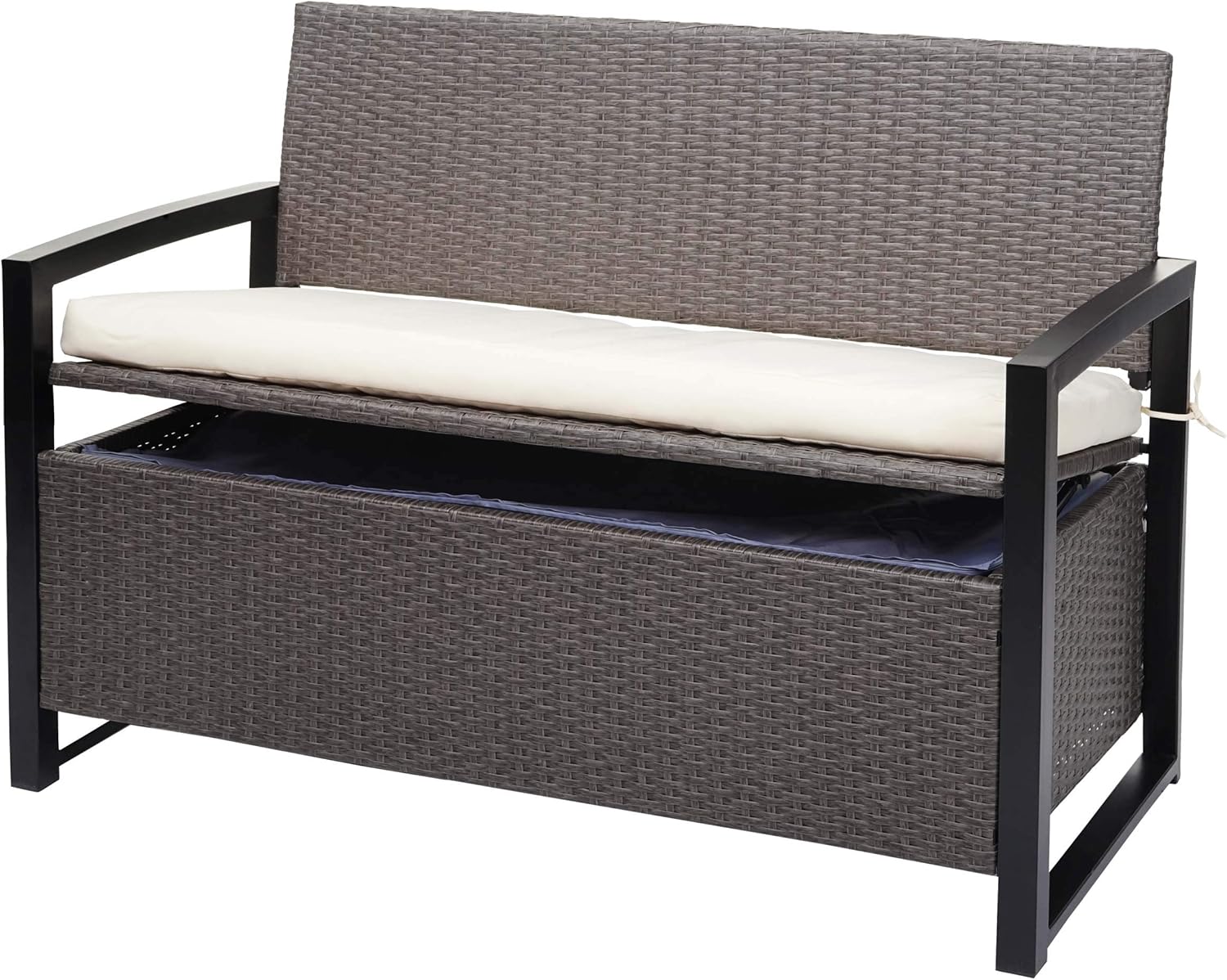 Mendler Poly-Rattan 2er Sitzbank HWC-F39AM, 117 cm, Grau