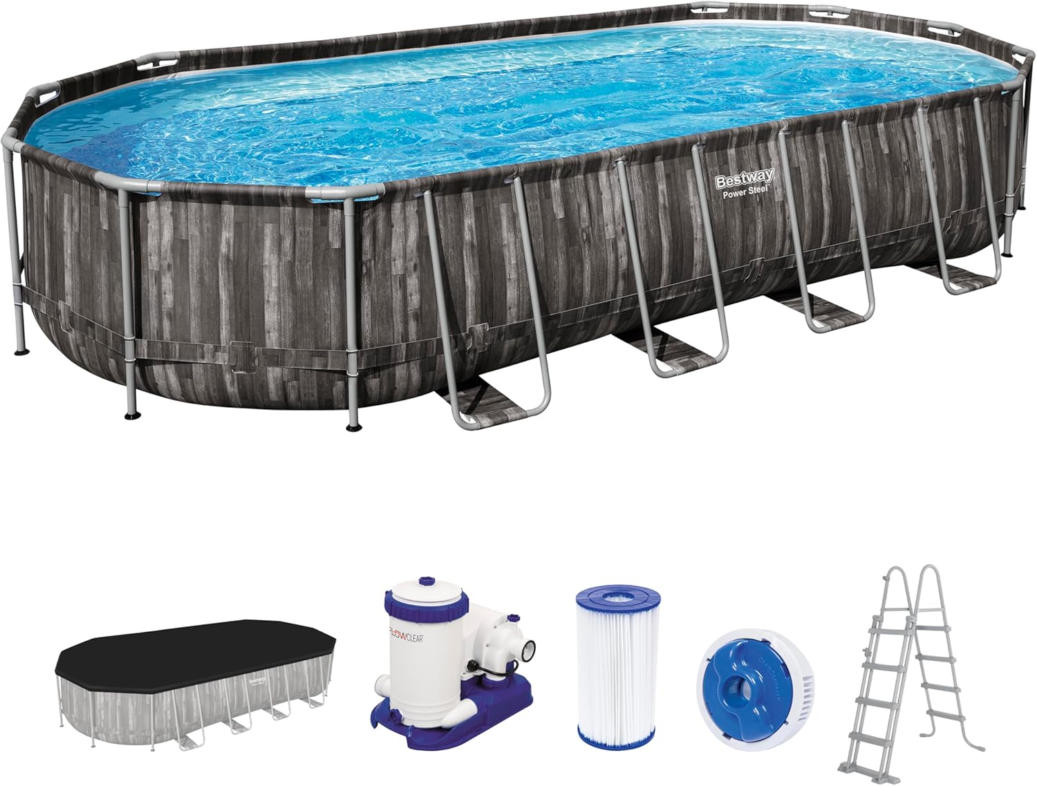 Bestway Steel Frame Pool Komplett-Set, 122 cm, 9.463 l, 25,4 cm