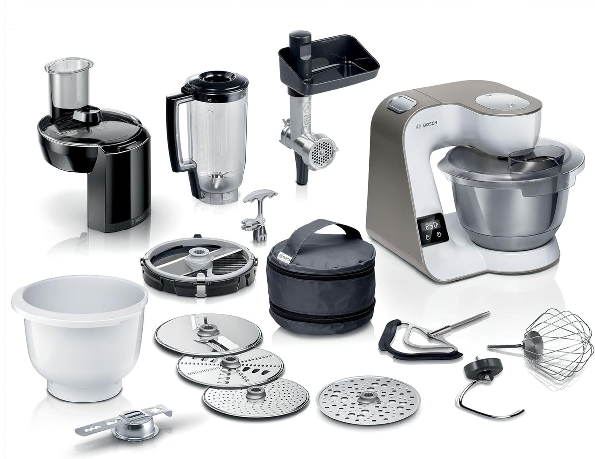 Bosch Küchenmaschine Serie 4 mit Waage, Mixer, 3,9 l, 2,7 kg, 1,9 kg, Edelstahl