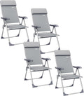 Casaria Gartenstühle 4er Set Klappbar 7-Fach Verstellbar Alu mit hoher Rückenlehne, Gartensessel, Campingstuhl, 110 kg, Aluminium