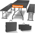 NewHabitat Kunststoff Bierzeltgarnitur Klappbar I 3er Set, Tisch, Camping, 75 cm, 180 cm, 500 kg, 120 kg